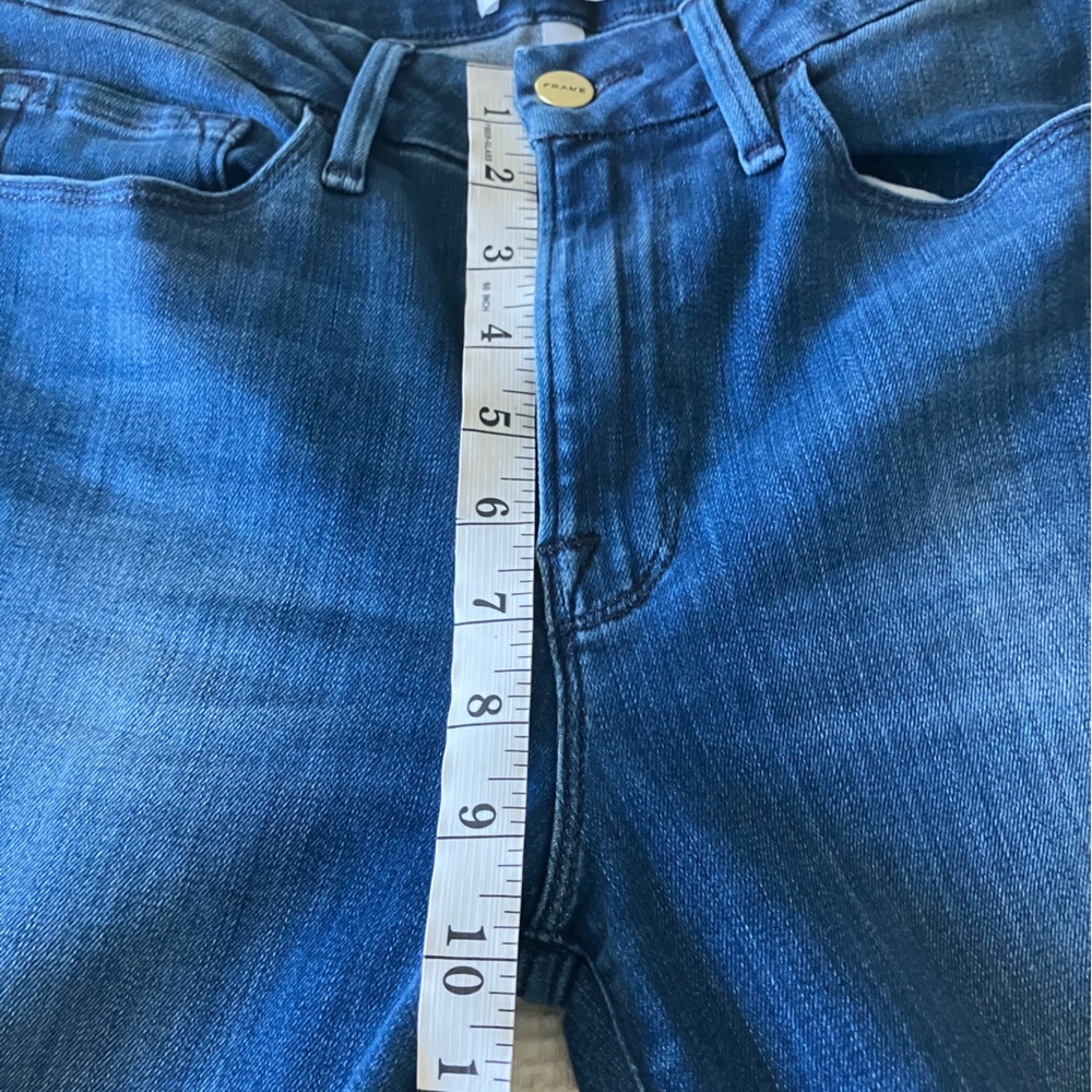 FRAME Le Crop Mini Boot Raw Hem Mid-High Rise Dark Wash Jeans Size 27 - Picture 8 of 12